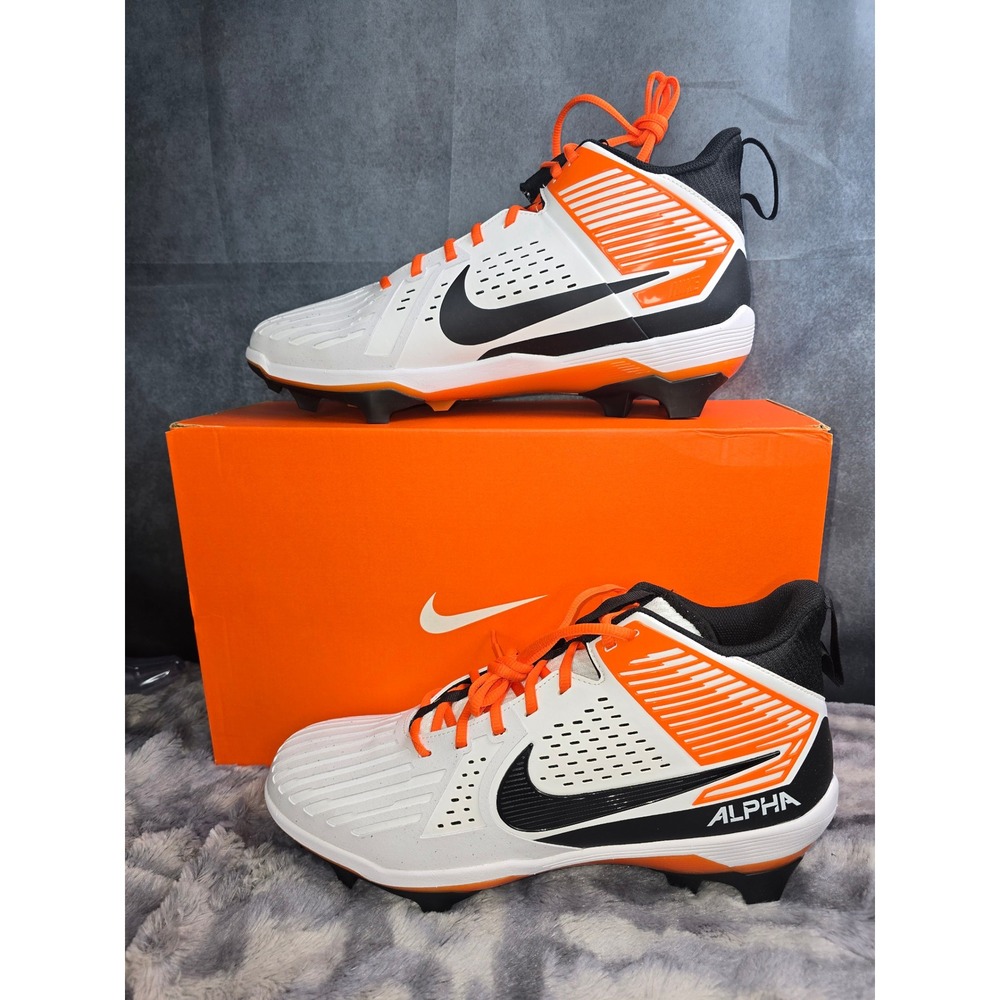 NWB Nike Alpha Menace Strong TB White Orange Black Football Cleats SZ 14 IB2572